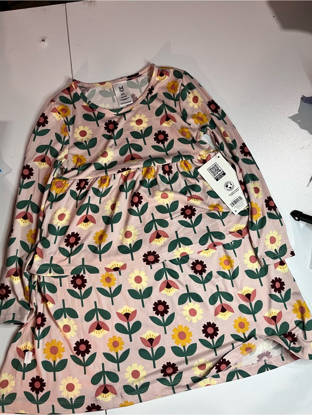 Kids Floral Long-Sleeve Dress - Pink